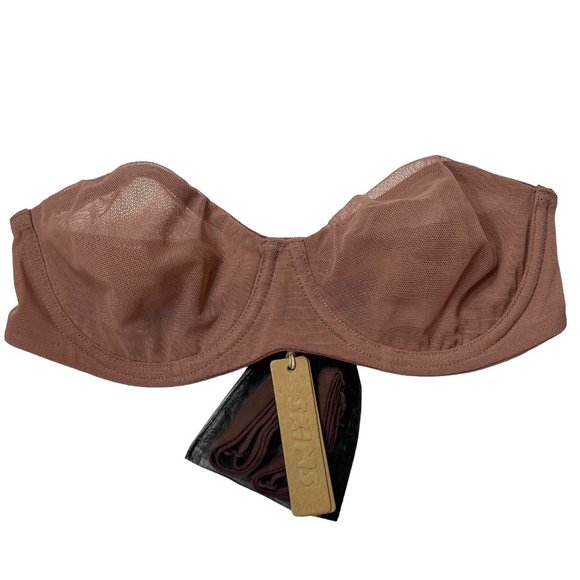 SKIMS Ultra Fine Mesh Strapless Bra Underwire Convertible 32A Rose Clay - Picture 2 of 11